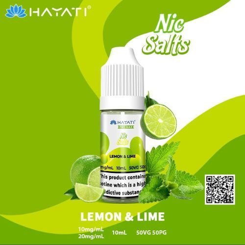 Hayati Pro Max Nic Salts 10ml – Smooth Nicotine Salt E-Liquid for Pod Kits UK - Noble Vape Lemon-Lime-20MG