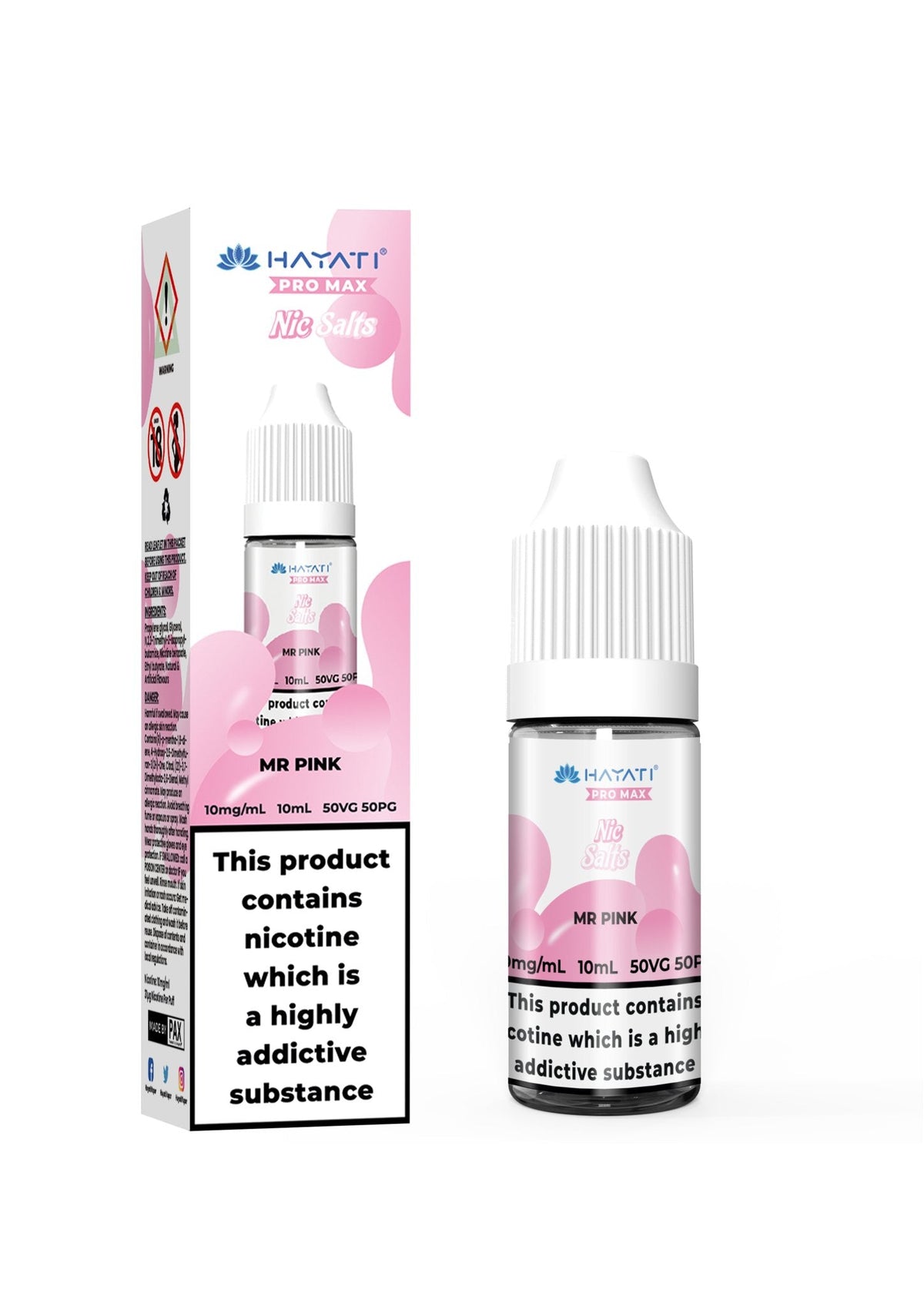 Hayati Pro Max Nic Salts 10ml – Smooth Nicotine Salt E-Liquid for Pod Kits UK - Noble Vape Mr-Pink-20MG