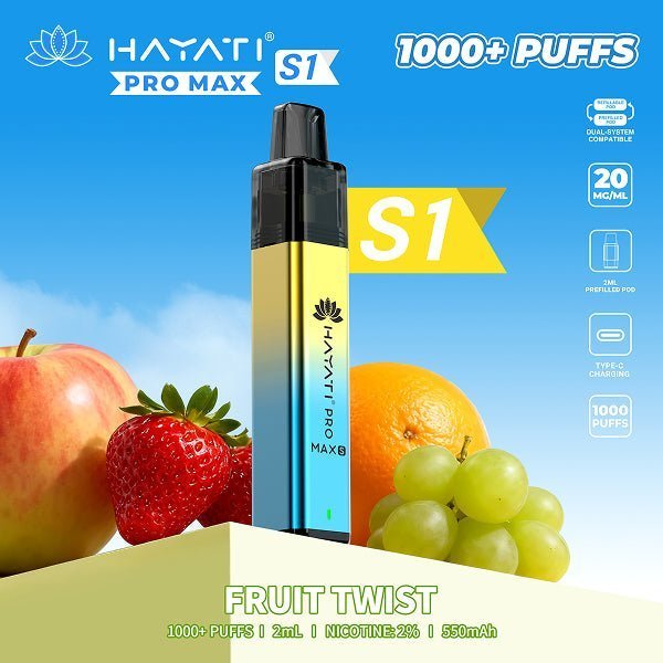 Hayati Pro Max S1 Prefilled Pod Vape Kit – Rechargeable 1000 Puff Pod System UK - Noble Vape