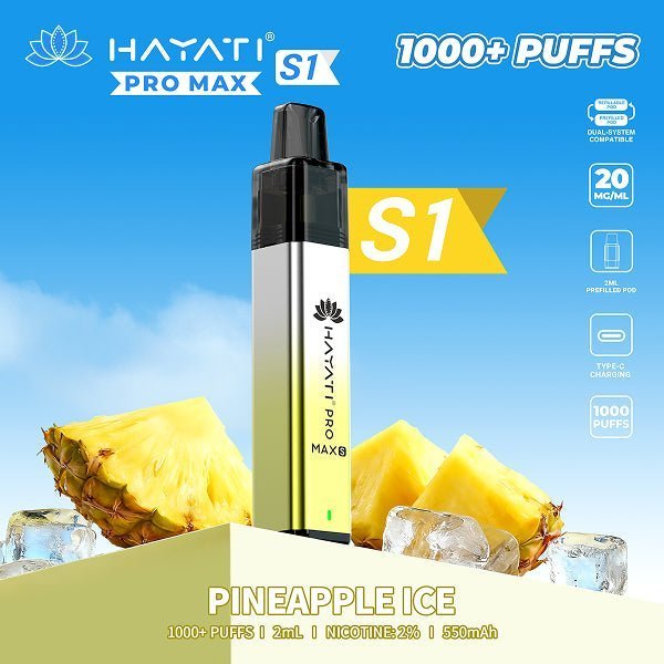 Hayati Pro Max S1 Prefilled Pod Vape Kit – Rechargeable 1000 Puff Pod System UK - Noble Vape