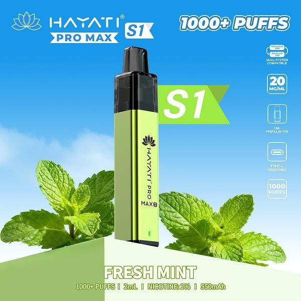Hayati Pro Max S1 Prefilled Pod Vape Kit – Rechargeable 1000 Puff Pod System UK - Noble Vape