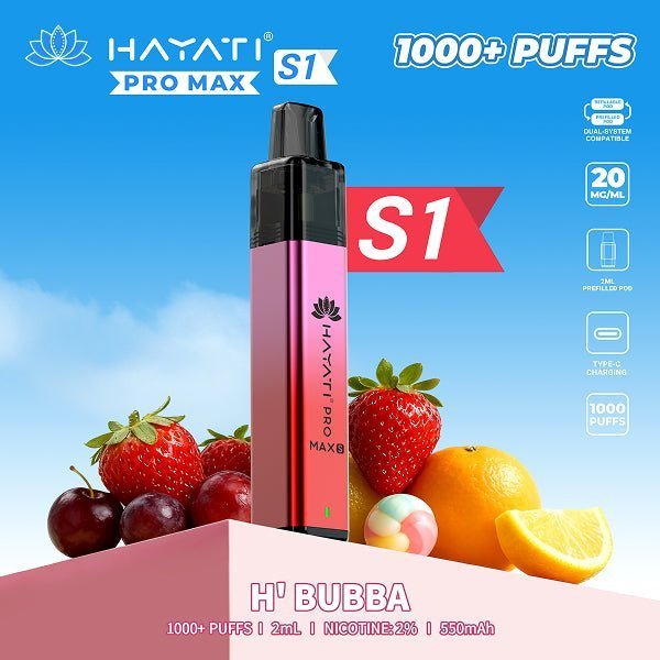 Hayati Pro Max S1 Prefilled Pod Vape Kit – Rechargeable 1000 Puff Pod System UK - Noble Vape