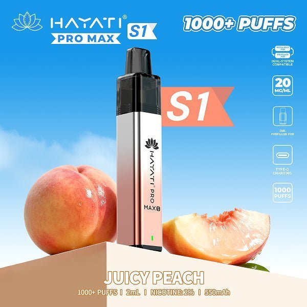 Hayati Pro Max S1 Prefilled Pod Vape Kit – Rechargeable 1000 Puff Pod System UK - Noble Vape