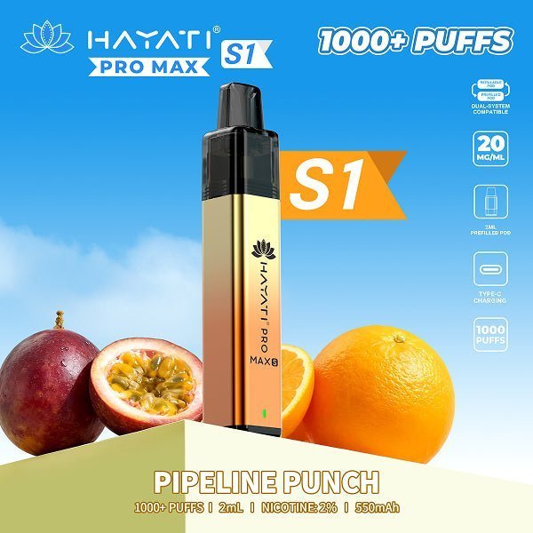 Hayati Pro Max S1 Prefilled Pod Vape Kit – Rechargeable 1000 Puff Pod System UK - Noble Vape