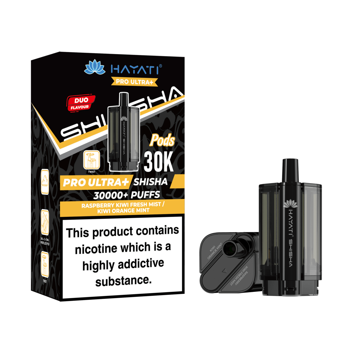 Hayati Pro Ultra Plus Shisha 30K Prefilled Pods – Replacement Dual Flavour Pods - Noble Vape