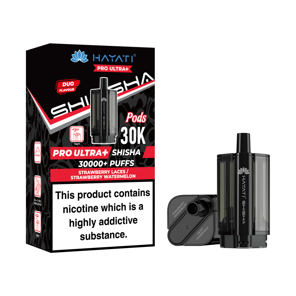 Hayati Pro Ultra Plus Shisha 30K Prefilled Pods – Replacement Dual Flavour Pods - Noble Vape