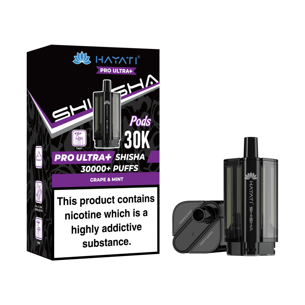 Hayati Pro Ultra Plus Shisha 30K Prefilled Pods – Replacement Dual Flavour Pods - Noble Vape