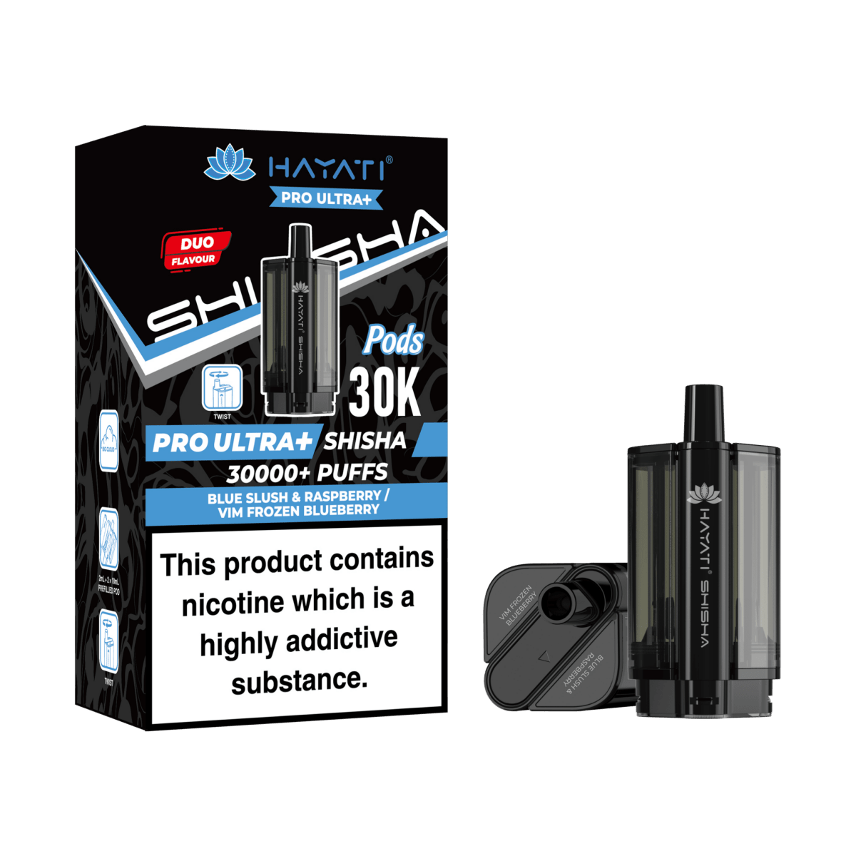Hayati Pro Ultra Plus Shisha 30K Prefilled Pods – Replacement Dual Flavour Pods - Noble Vape