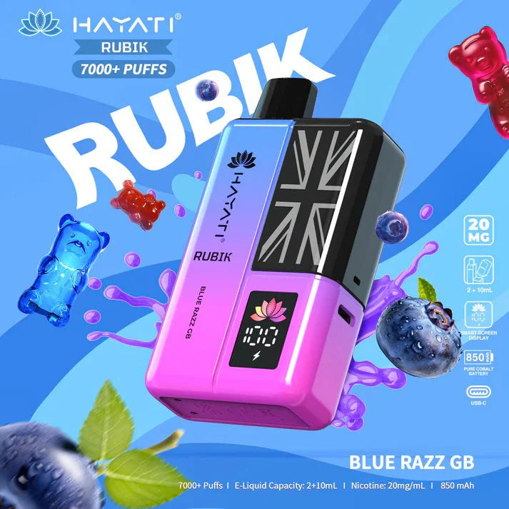 Hayati Rubik 7000 Puffs Prefilled Pod Vape Kit - Noble Vape Blue-Razz-Gummy-Bear