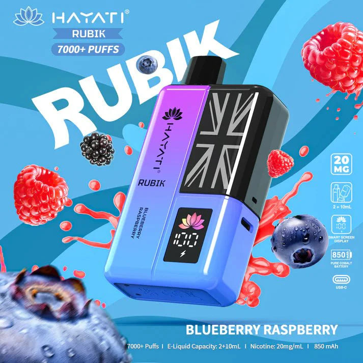 Hayati Rubik 7000 Puffs Prefilled Pod Vape Kit - Noble Vape Blueberry-Raspberry