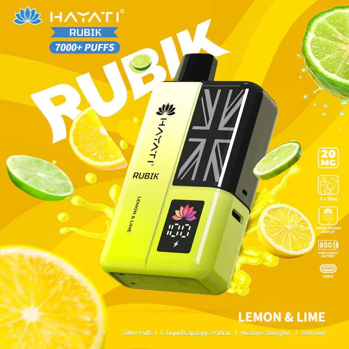 Hayati Rubik 7000 Puffs Prefilled Pod Vape Kit - Noble Vape Lemon-Lime