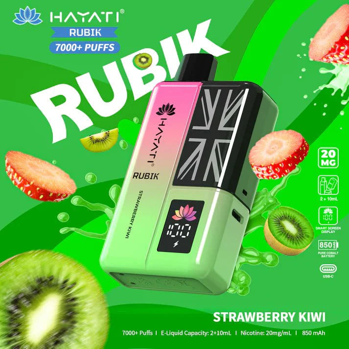 Hayati Rubik 7000 Puffs Prefilled Pod Vape Kit - Noble Vape Strawberry-Kiwi