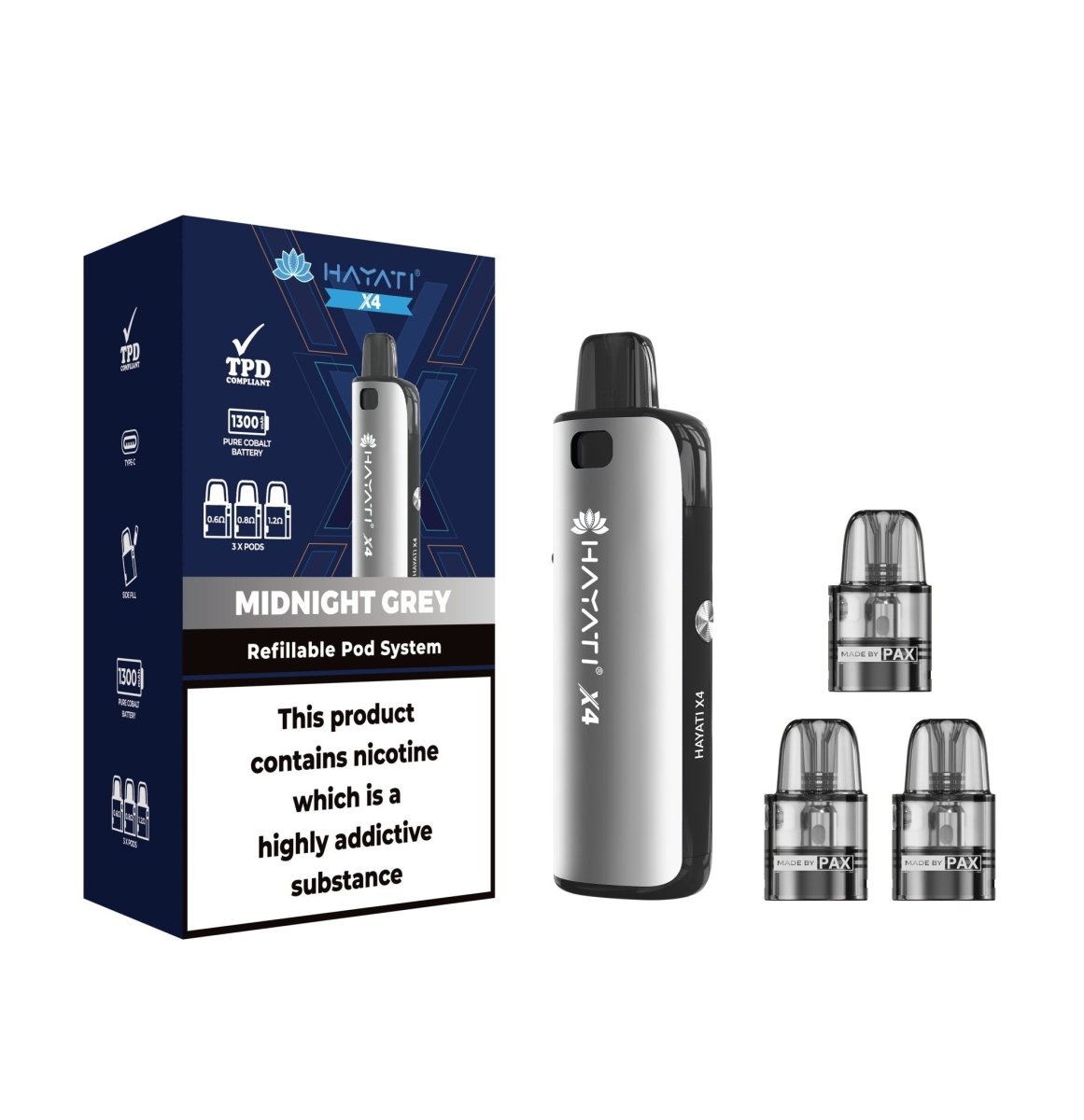 Hayati X4 Refillable Pod System Kit Sleek MTL Vape Device - Noble Vape
