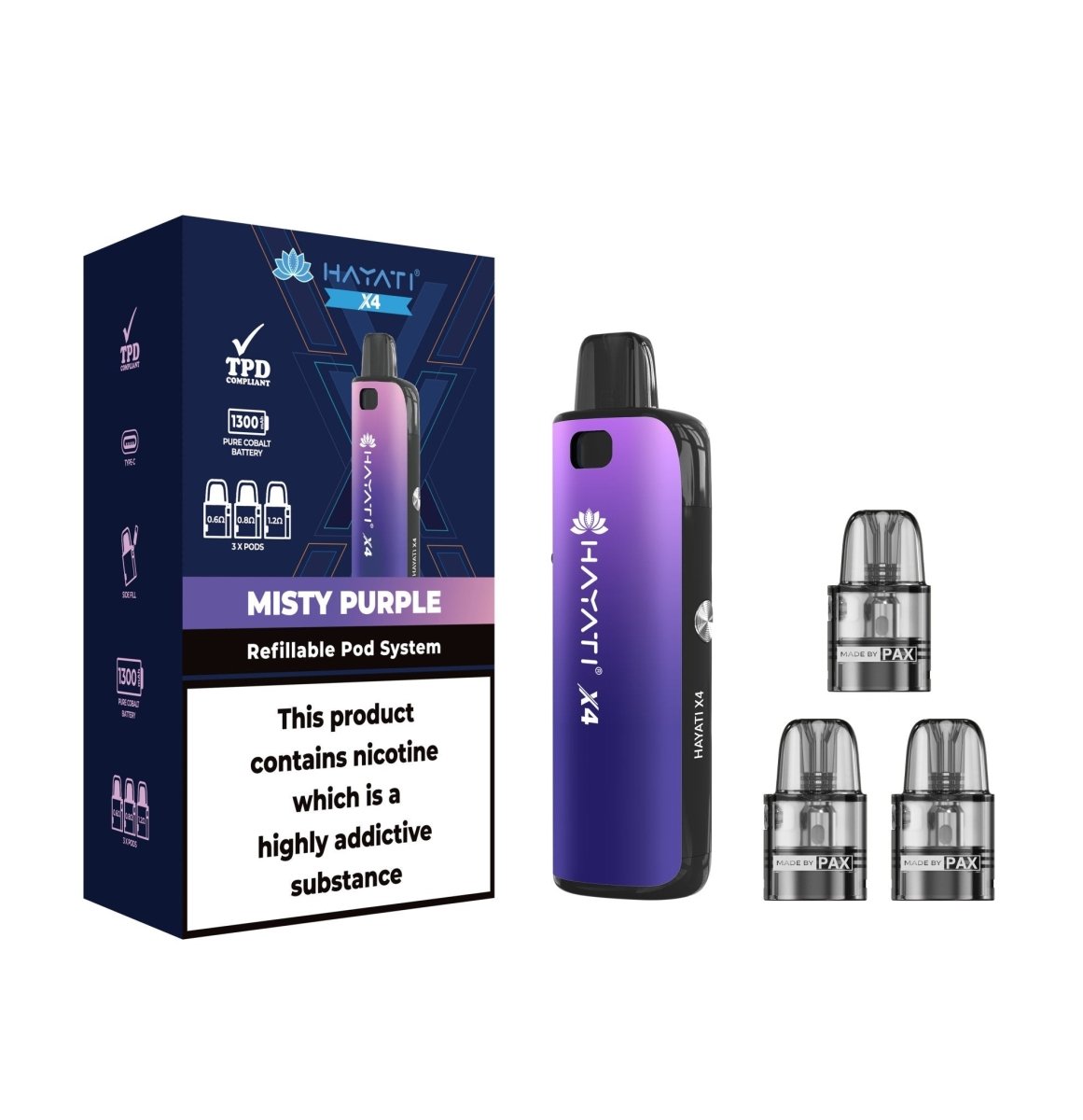 Hayati X4 Refillable Pod System Kit Sleek MTL Vape Device - Noble Vape
