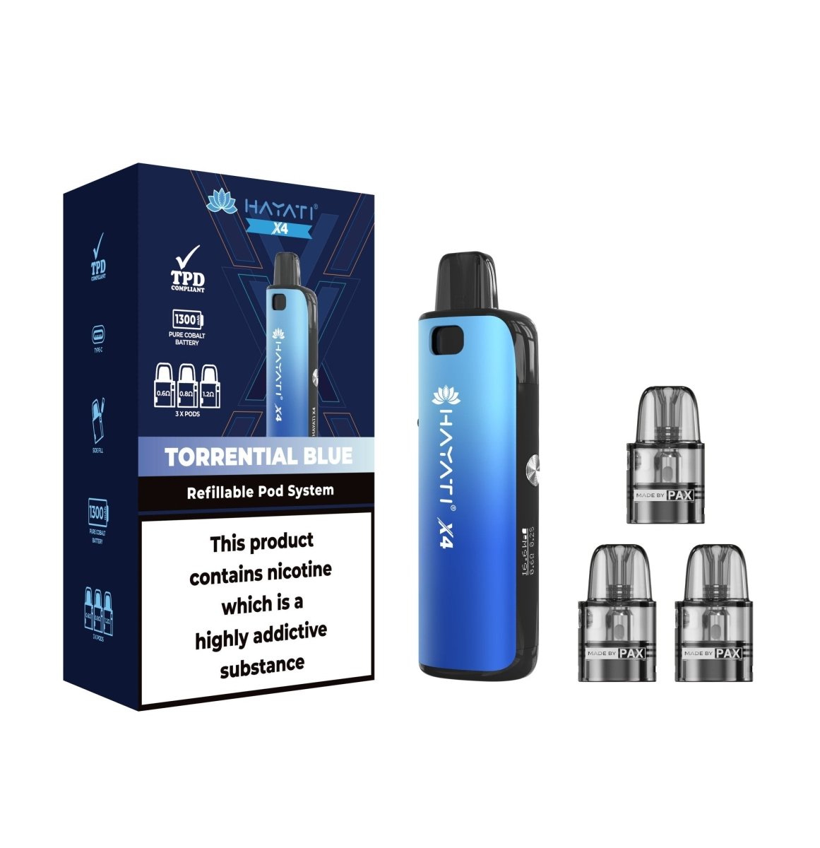 Hayati X4 Refillable Pod System Kit Sleek MTL Vape Device - Noble Vape