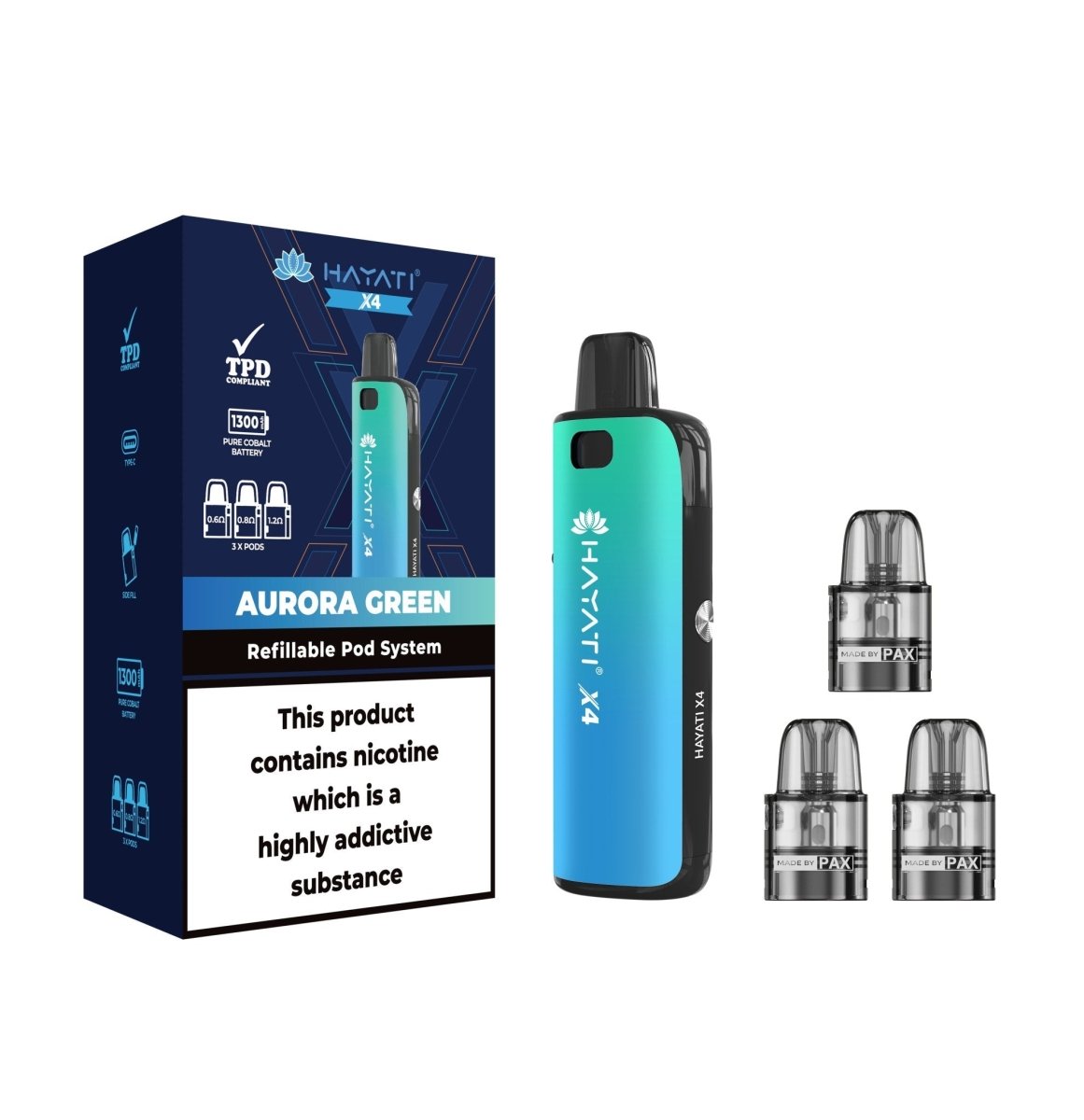 Hayati X4 Refillable Pod System Kit Sleek MTL Vape Device - Noble Vape