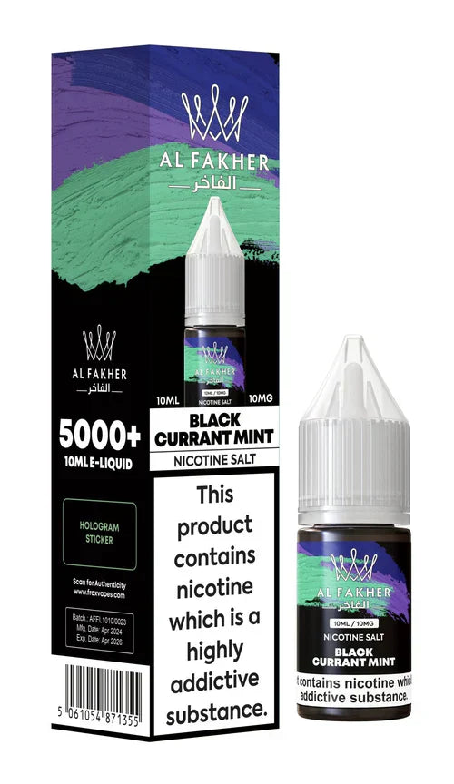 Al Fakher Nic Salt E‑Liquid 10ml – Premium Nicotine Salt Vape Juice UK (Multiple Flavours) - Noble Vape Blackcurrant-Mint
