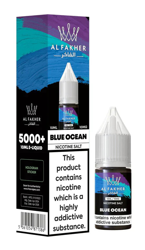 Al Fakher Nic Salt E‑Liquid 10ml – Premium Nicotine Salt Vape Juice UK (Multiple Flavours) - Noble Vape Blue-Ocean