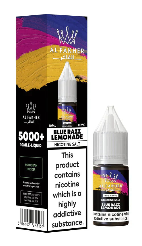Al Fakher Nic Salt E‑Liquid 10ml – Premium Nicotine Salt Vape Juice UK (Multiple Flavours) - Noble Vape Blue-Razz-Lemonade