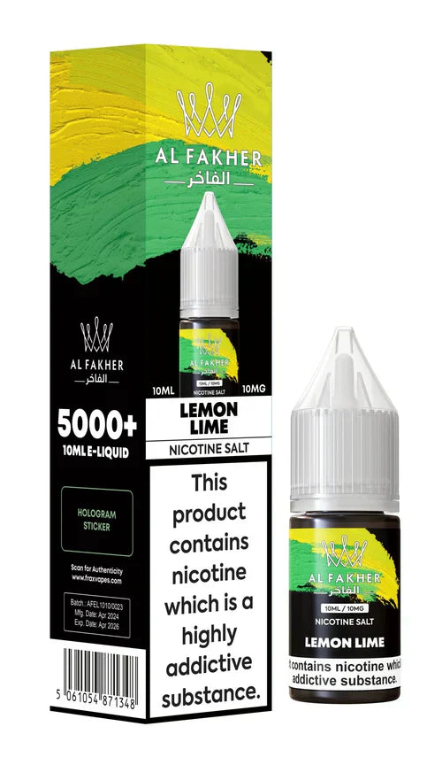 Al Fakher Nic Salt E‑Liquid 10ml – Premium Nicotine Salt Vape Juice UK (Multiple Flavours) - Noble Vape Lemon-Lime