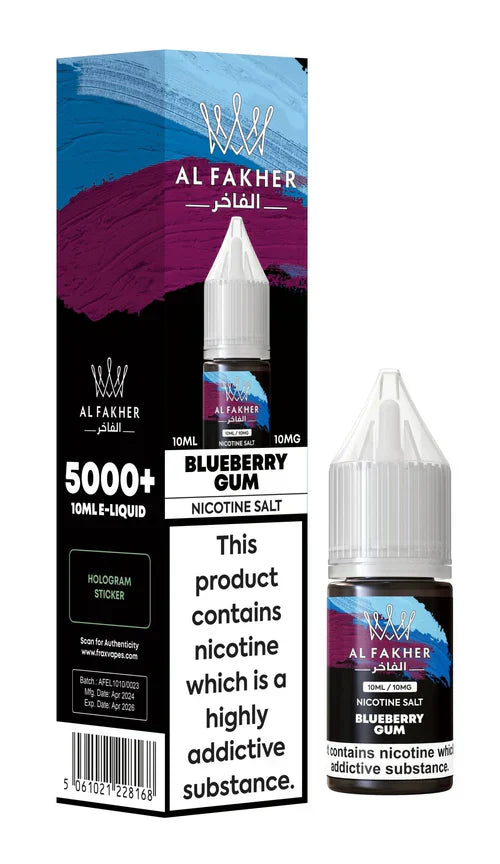 Al Fakher Nic Salt E‑Liquid 10ml – Premium Nicotine Salt Vape Juice UK (Multiple Flavours) - Noble Vape Blueberry-Gum